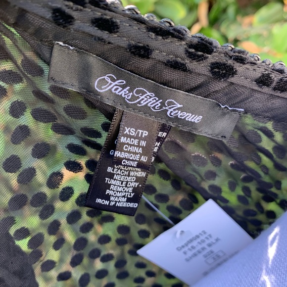 Saks Fifth Ave Sheer Black Blouse w/ Bell Sleeves - Picture 6 of 7